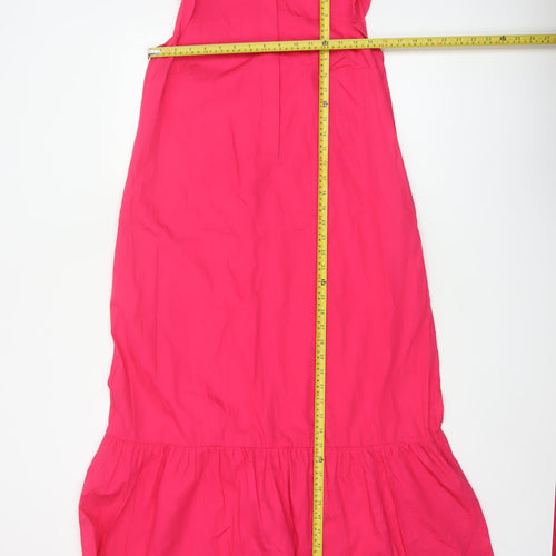 Marks & Spencer Women Pink UK 6 Long Shift Dress Ruffle Cap Sleeve