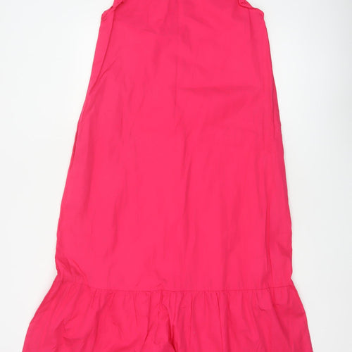 Marks & Spencer Women Pink UK 6 Long Shift Dress Ruffle Cap Sleeve