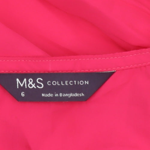 Marks & Spencer Women Pink UK 6 Long Shift Dress Ruffle Cap Sleeve