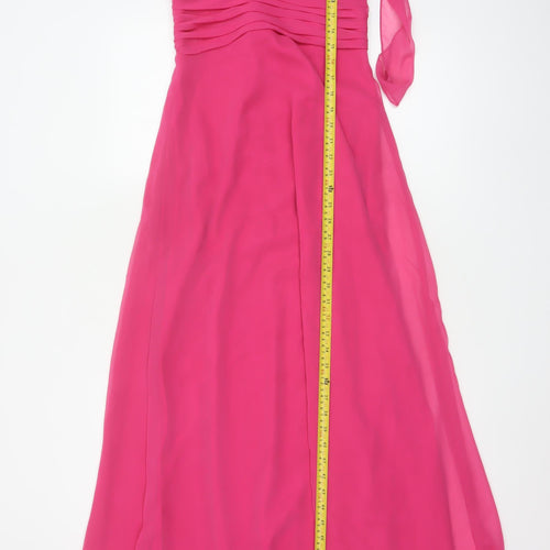 Jim Hjelm Women Pink UK 6 Maxi Chiffon Halter Formal Occasion Dress