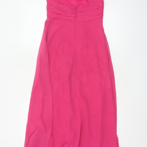 Jim Hjelm Women Pink UK 6 Maxi Chiffon Halter Formal Occasion Dress