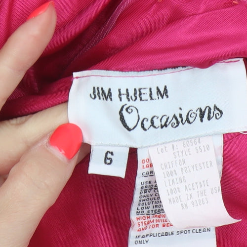 Jim Hjelm Women Pink UK 6 Maxi Chiffon Halter Formal Occasion Dress