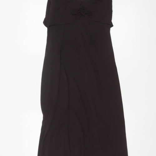 Monsoon Women Black Size 10 Maxi V-Neck Ruffle Formal Dress