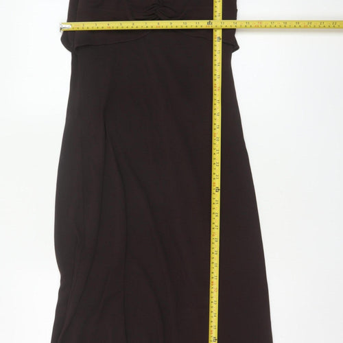 Monsoon Women Black Size 10 Maxi V-Neck Ruffle Formal Dress