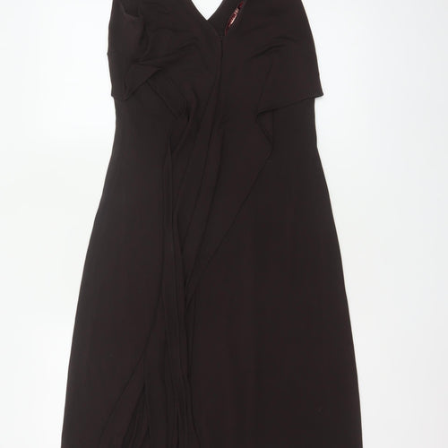 Monsoon Women Black Size 10 Maxi V-Neck Ruffle Formal Dress