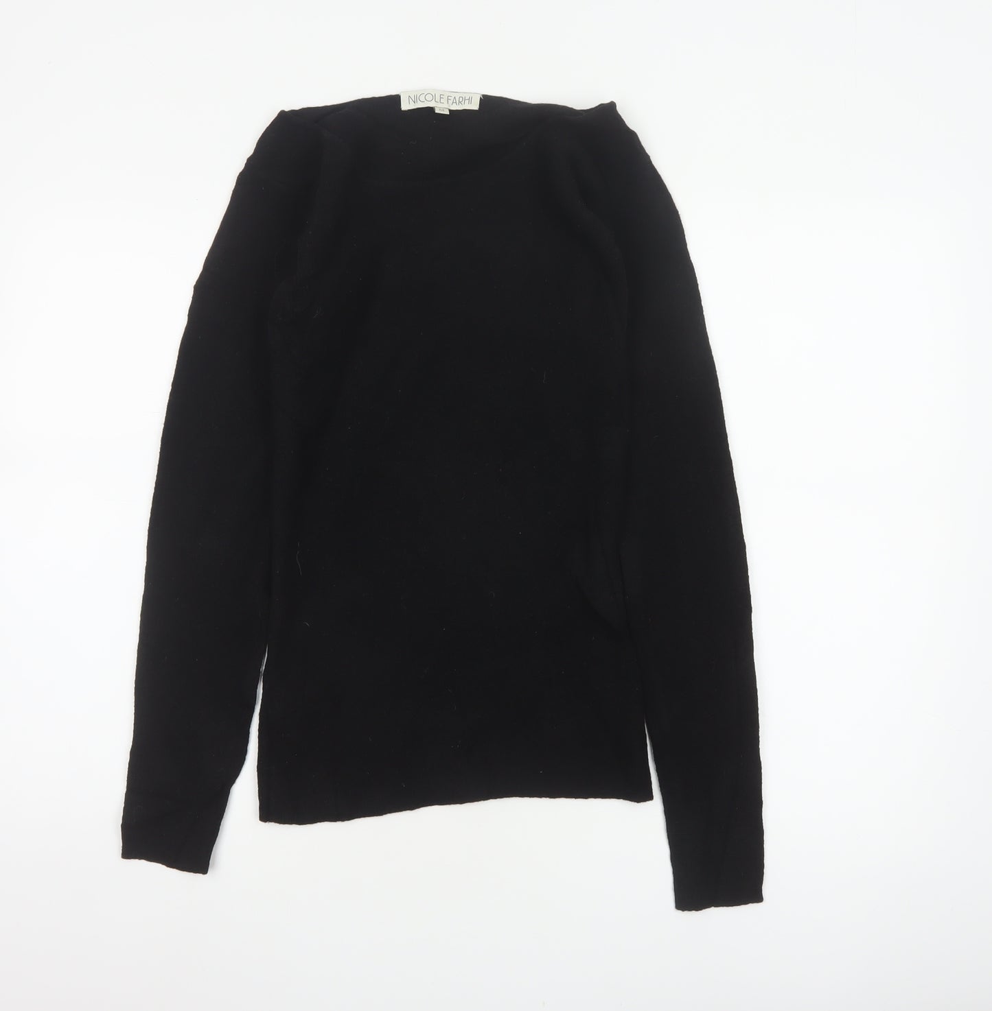 Nicole Farhi Women Black M Wool Blend Round Neck Knit Jumper
