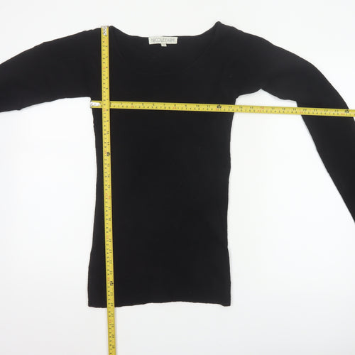 Nicole Farhi Women Black M Wool Blend Round Neck Knit Jumper