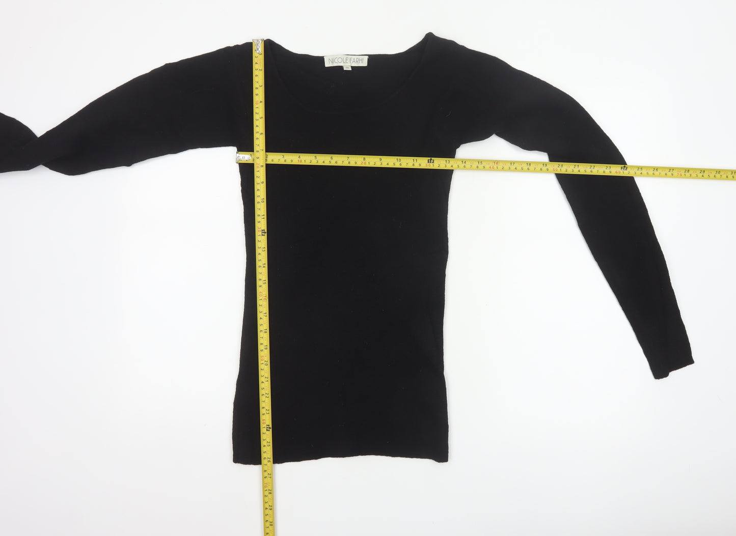 Nicole Farhi Women Black M Wool Blend Round Neck Knit Jumper