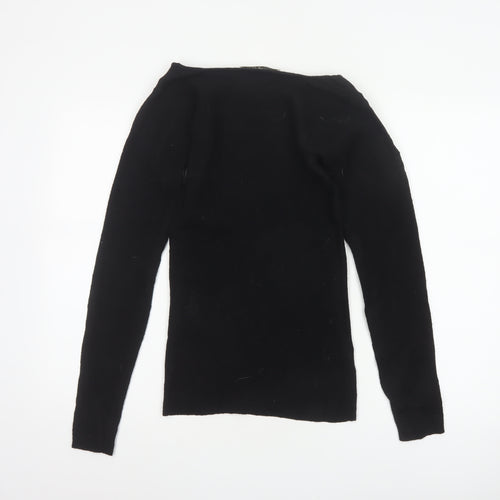 Nicole Farhi Women Black M Wool Blend Round Neck Knit Jumper