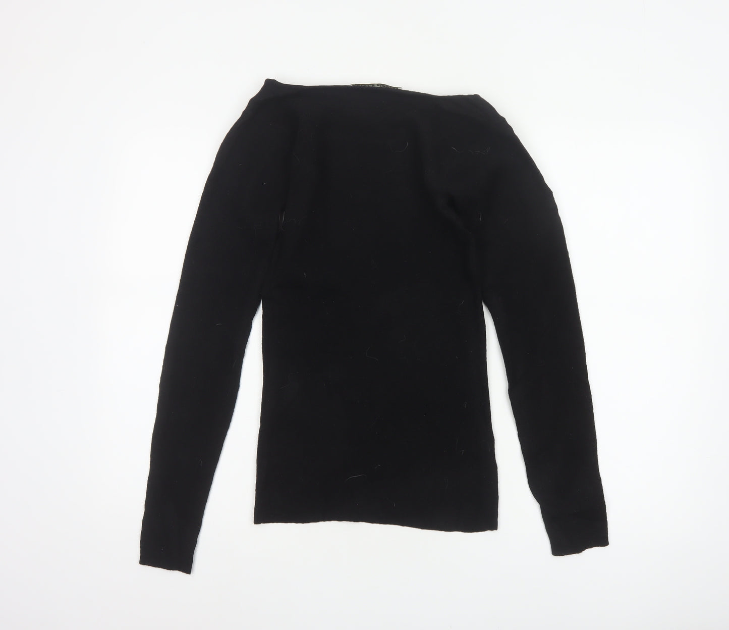 Nicole Farhi Women Black M Wool Blend Round Neck Knit Jumper