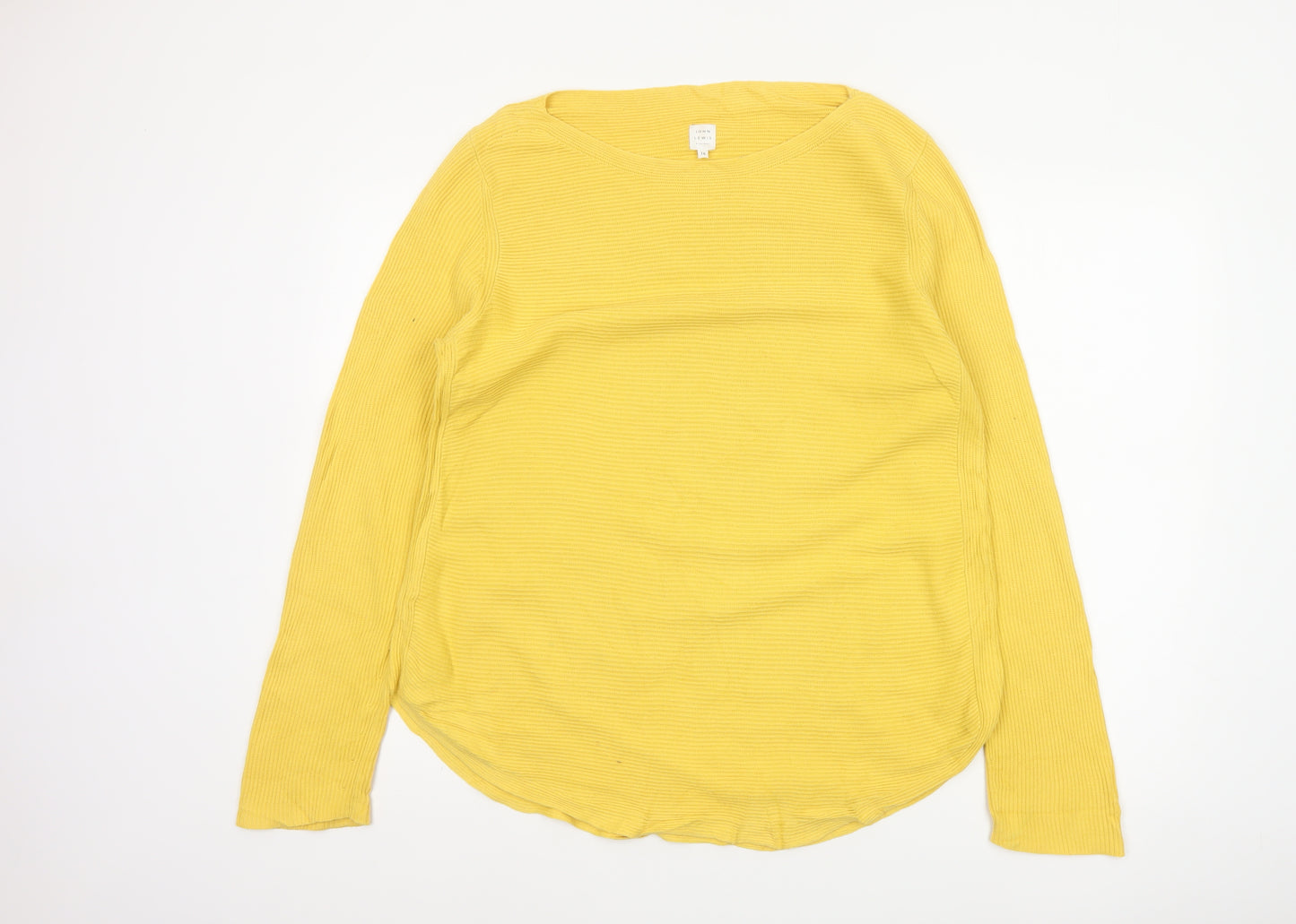 John Lewis Women Yellow Cotton Knit Pullover Jumper Size 14