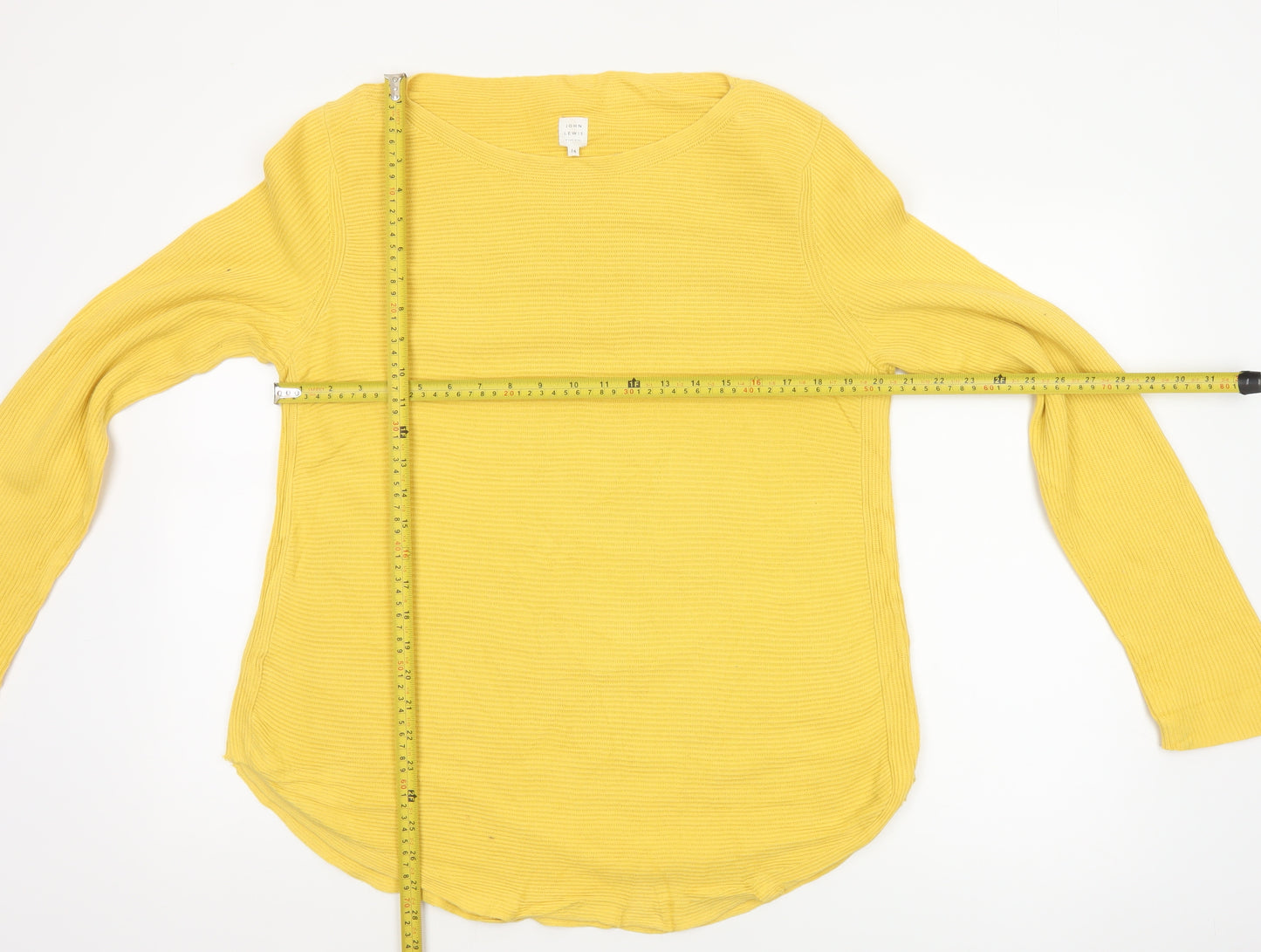 John Lewis Women Yellow Cotton Knit Pullover Jumper Size 14