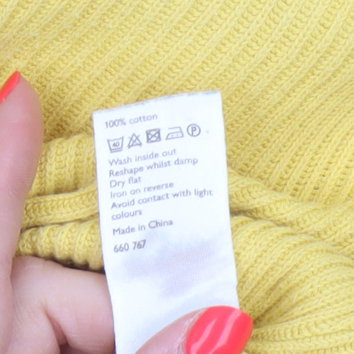 John Lewis Women Yellow Cotton Knit Pullover Jumper Size 14