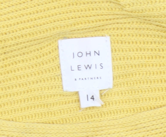 John Lewis Women Yellow Cotton Knit Pullover Jumper Size 14