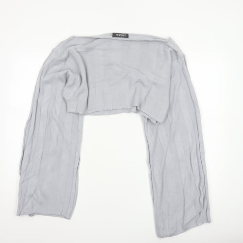 Lasula Women Grey S Cropped Square Neck Knit Jumper Bell Sleeve