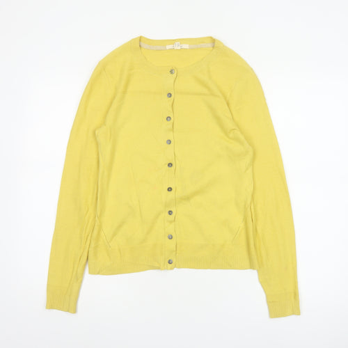 White Stuff Women Yellow UK 10 Cotton Button Front Cardigan