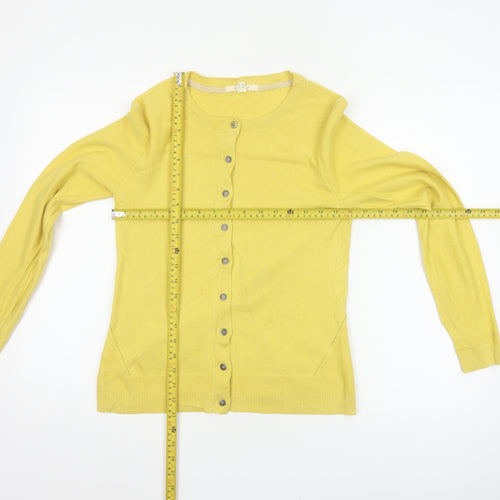 White Stuff Women Yellow UK 10 Cotton Button Front Cardigan