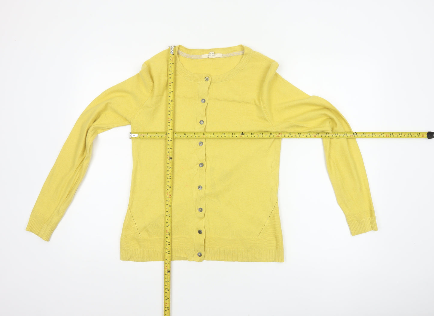 White Stuff Women Yellow UK 10 Cotton Button Front Cardigan