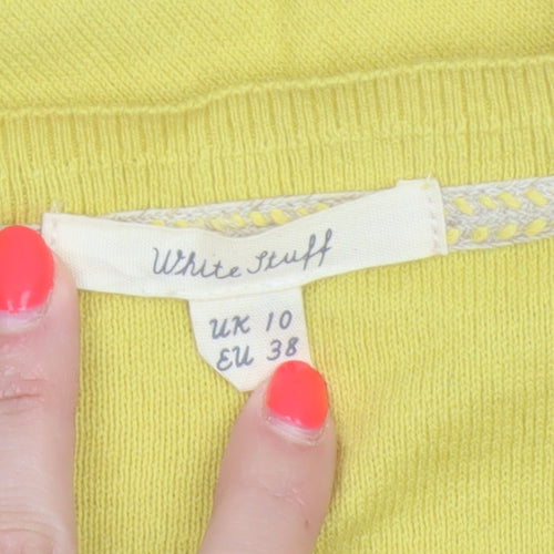 White Stuff Women Yellow UK 10 Cotton Button Front Cardigan