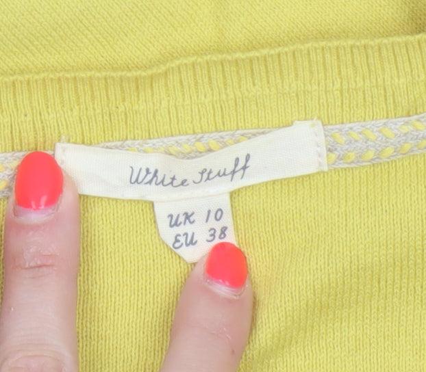 White Stuff Women Yellow UK 10 Cotton Button Front Cardigan