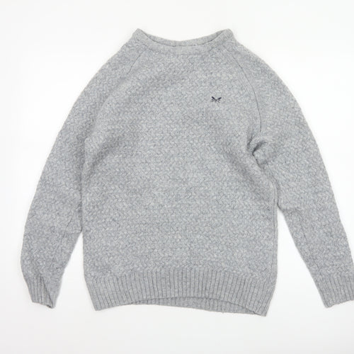 Crew Clothing Company Men's Grey L Cable Knit Lambswool Blend Jumper