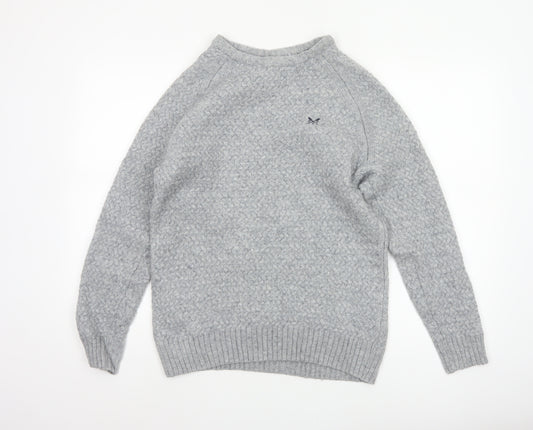 Crew Clothing Company Men's Grey L Cable Knit Lambswool Blend Jumper