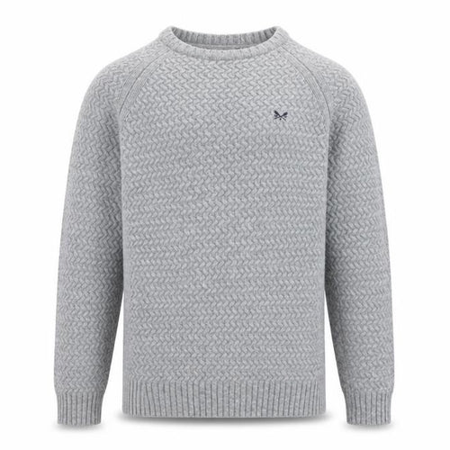 Crew Clothing Company Men's Grey L Cable Knit Lambswool Blend Jumper
