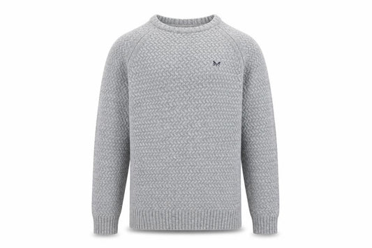 Crew Clothing Company Men's Grey L Cable Knit Lambswool Blend Jumper