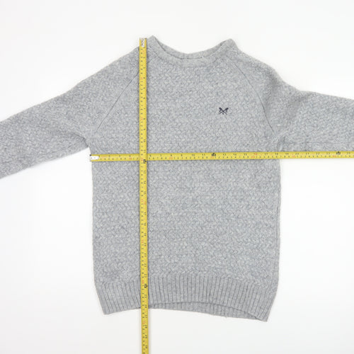 Crew Clothing Company Men's Grey L Cable Knit Lambswool Blend Jumper