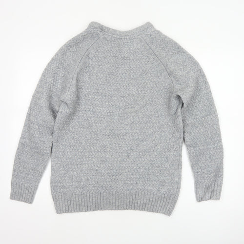 Crew Clothing Company Men's Grey L Cable Knit Lambswool Blend Jumper