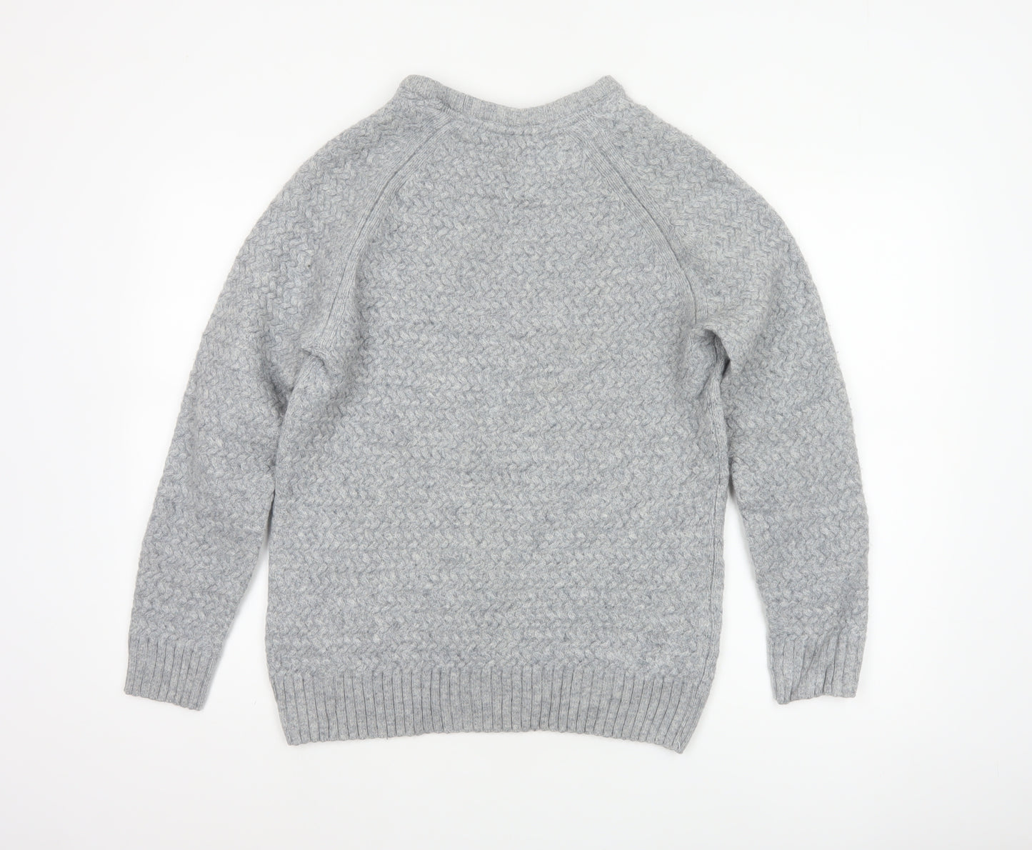 Crew Clothing Company Men's Grey L Cable Knit Lambswool Blend Jumper