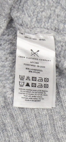 Crew Clothing Company Men's Grey L Cable Knit Lambswool Blend Jumper