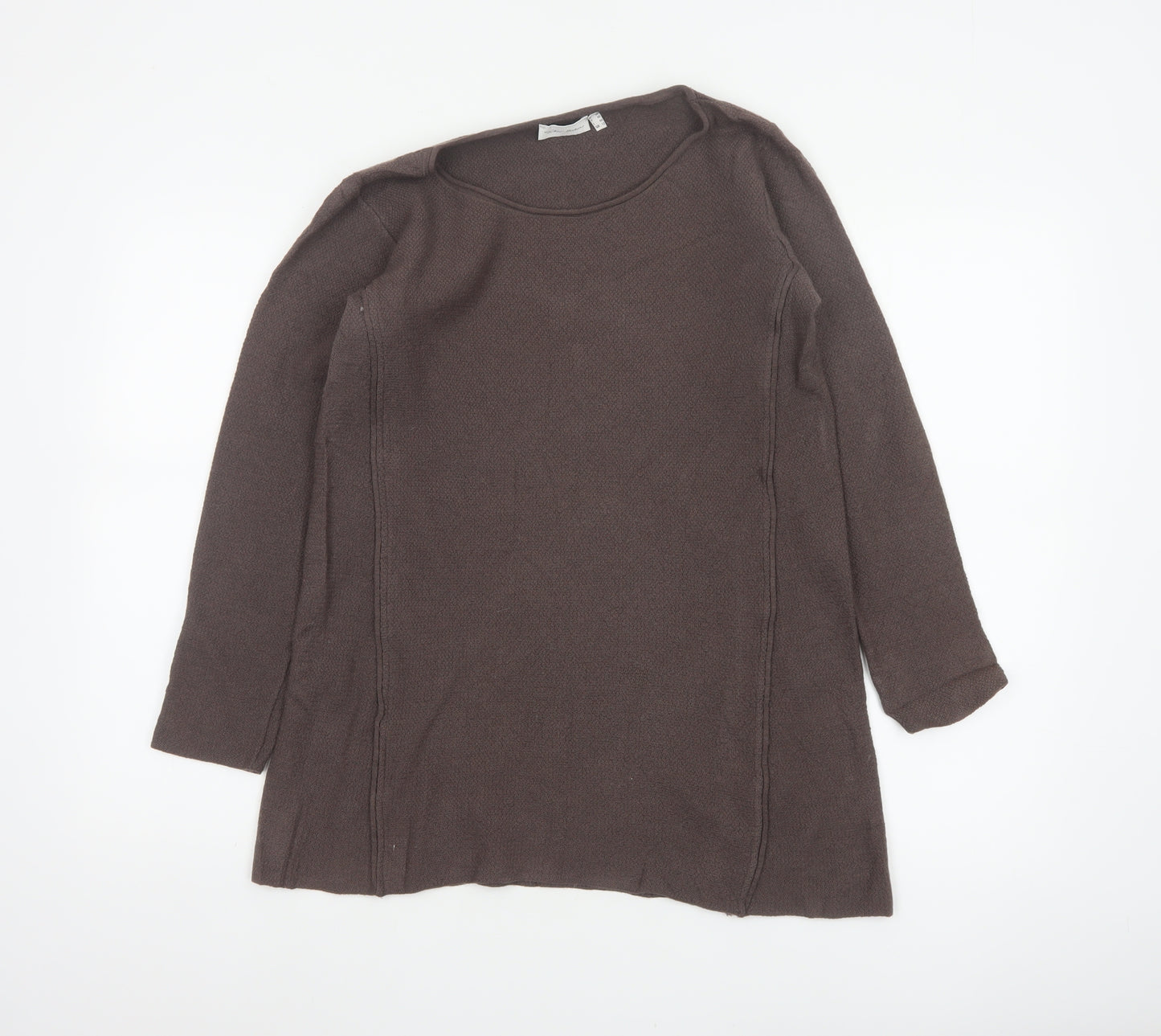 Peter Hahn Women Brown UK 12 Merino Wool Scoop Neck Tunic Jumper