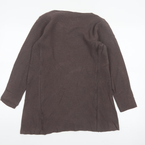Peter Hahn Women Brown UK 12 Merino Wool Scoop Neck Tunic Jumper