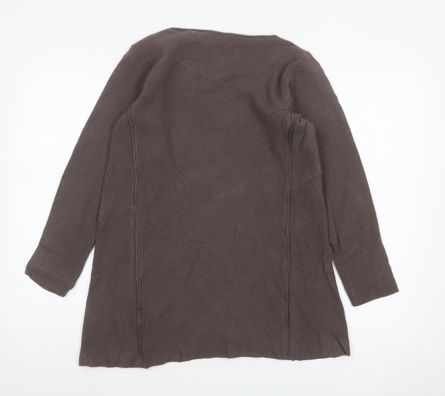 Peter Hahn Women Brown UK 12 Merino Wool Scoop Neck Tunic Jumper