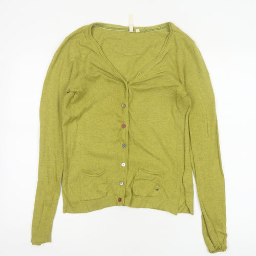 White Stuff Women’s Green Size 10 V-Neck Button Knit Cardigan Pockets