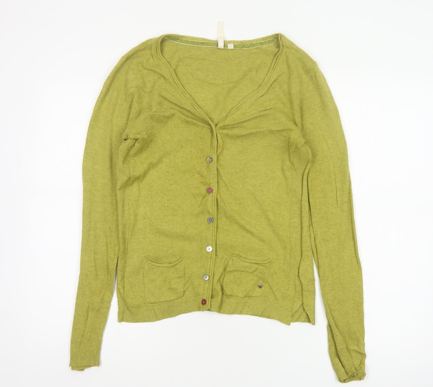 White Stuff Women’s Green Size 10 V-Neck Button Knit Cardigan Pockets