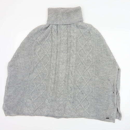 Barbour Women Grey Size S Cable Knit Roll Neck Court Cape