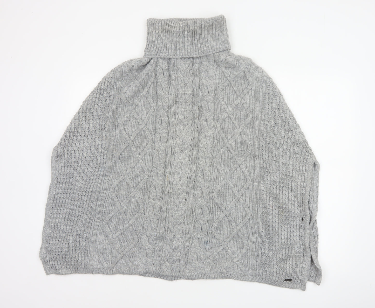 Barbour Women Grey Size S Cable Knit Roll Neck Court Cape