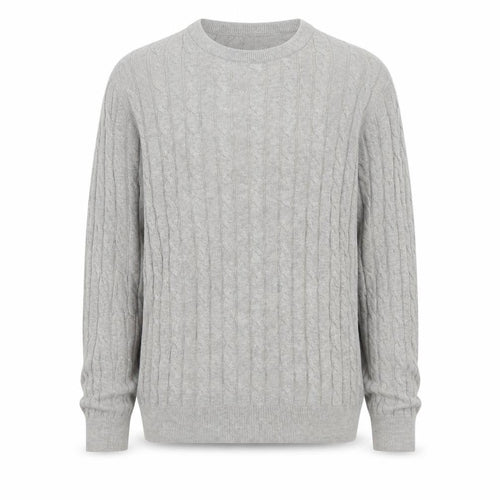 Uniqlo Men Grey XL Cable Knit Cotton Cashmere Crew Neck Pullover Jumper