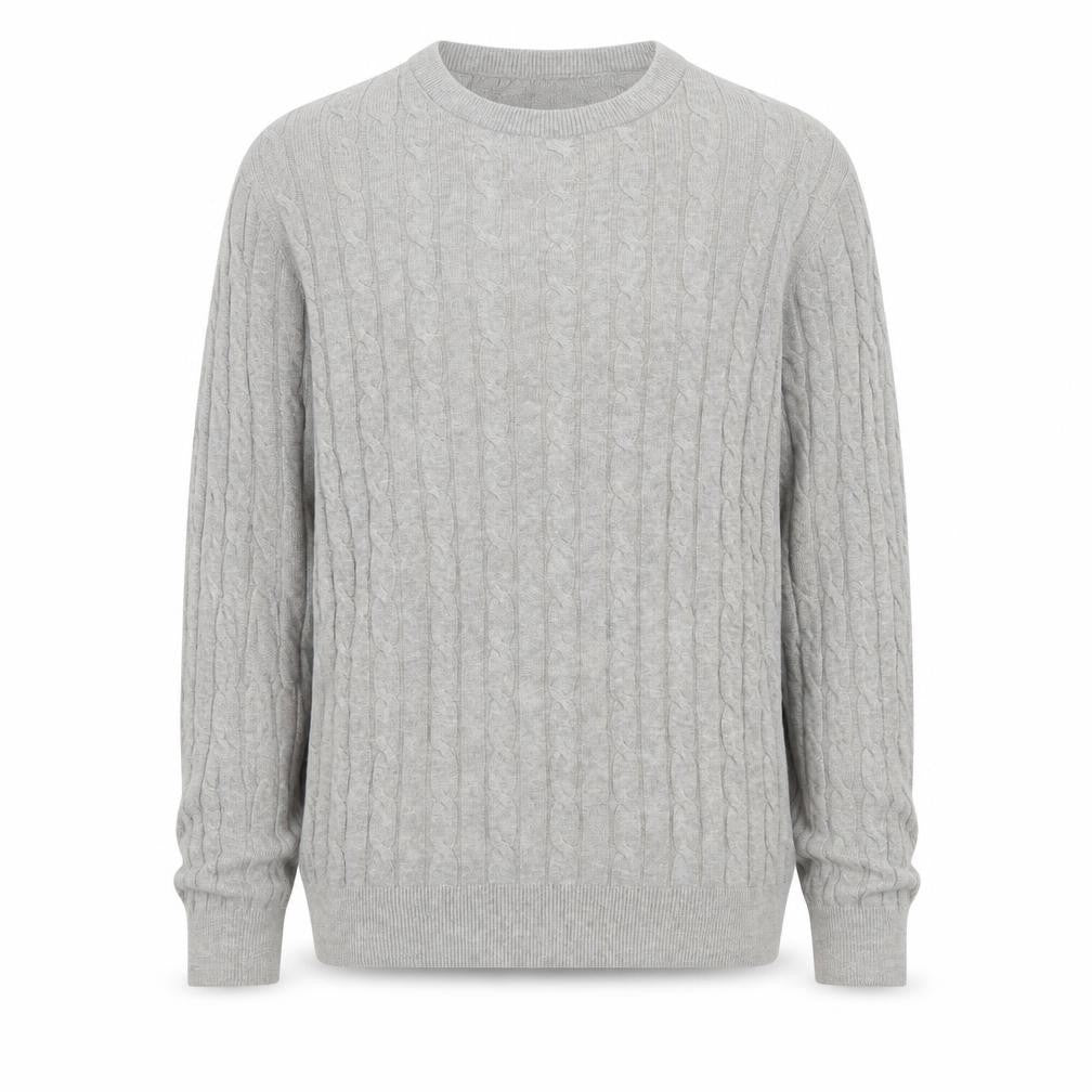 Uniqlo Men Grey XL Cable Knit Cotton Cashmere Crew Neck Pullover Jumper