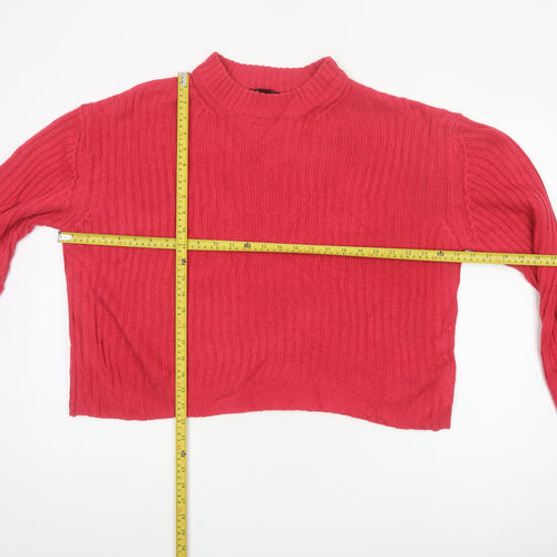 Esmara Women Red UK 12 Cable Knit Mock Neck Pullover Jumper