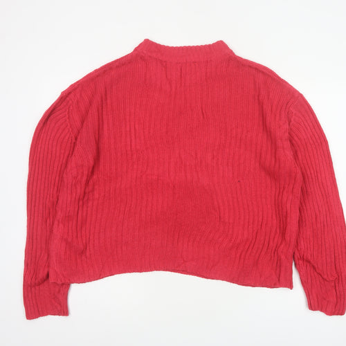 Esmara Women Red UK 12 Cable Knit Mock Neck Pullover Jumper