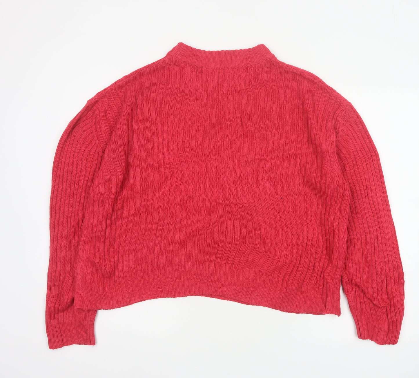 Esmara Women Red UK 12 Cable Knit Mock Neck Pullover Jumper
