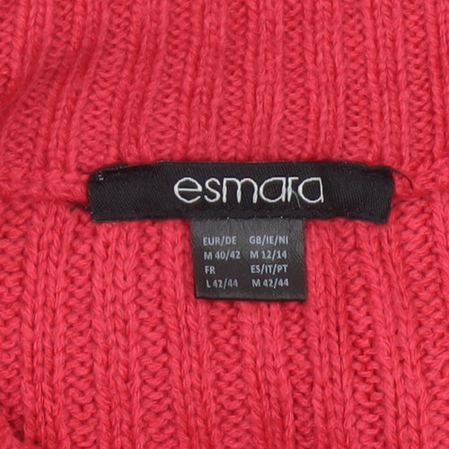 Esmara Women Red UK 12 Cable Knit Mock Neck Pullover Jumper