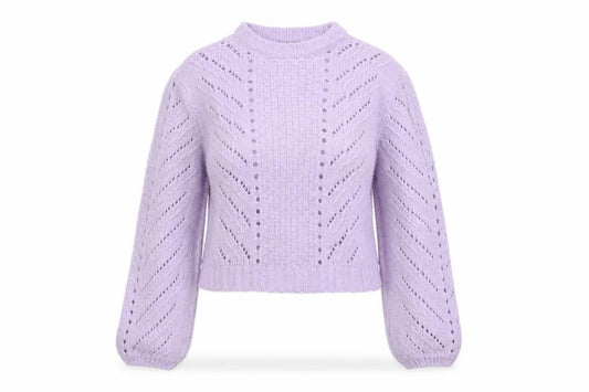 Bershka Women Purple S Open Knit Raglan Crew Neck Jumper