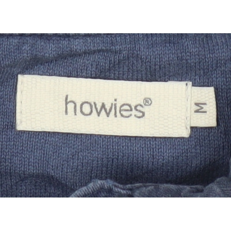 Brand and care label for Howies Men's Blue M Long Sleeve Collared Polo Shirt