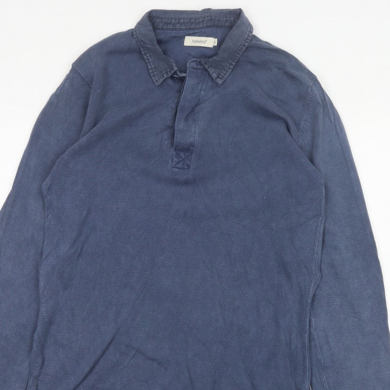 Additional view of Howies Men's Blue M Long Sleeve Collared Polo Shirt