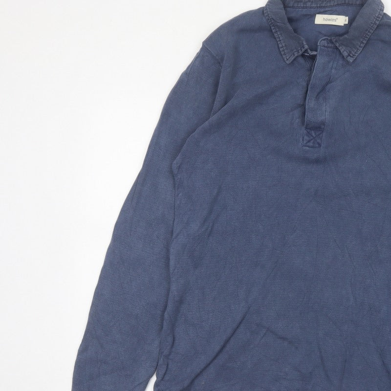 Additional view of Howies Men's Blue M Long Sleeve Collared Polo Shirt