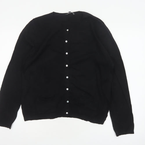 Laura Ashley Women’s Black UK 16 V-Neck Button Knit Cardigan
